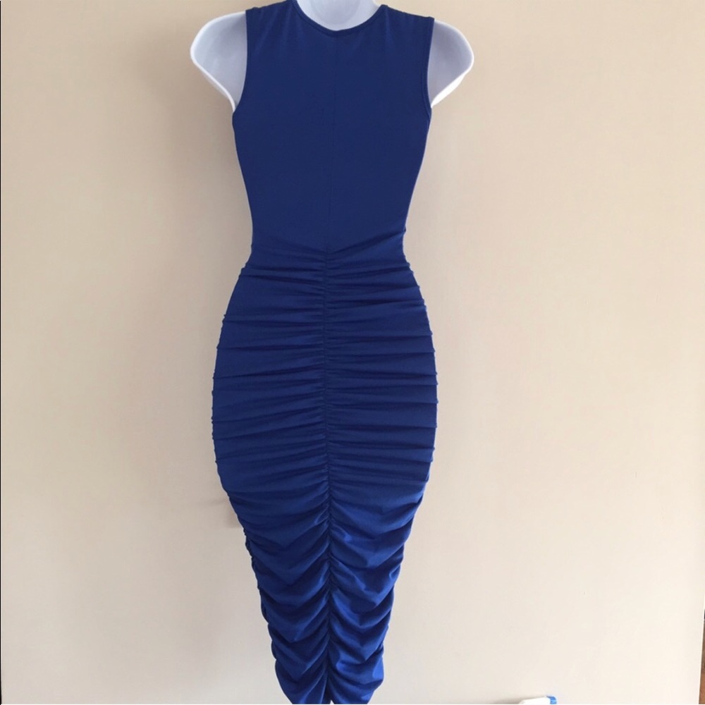 Royal Blue Ruching Midi Dress - Picture 5 of 6